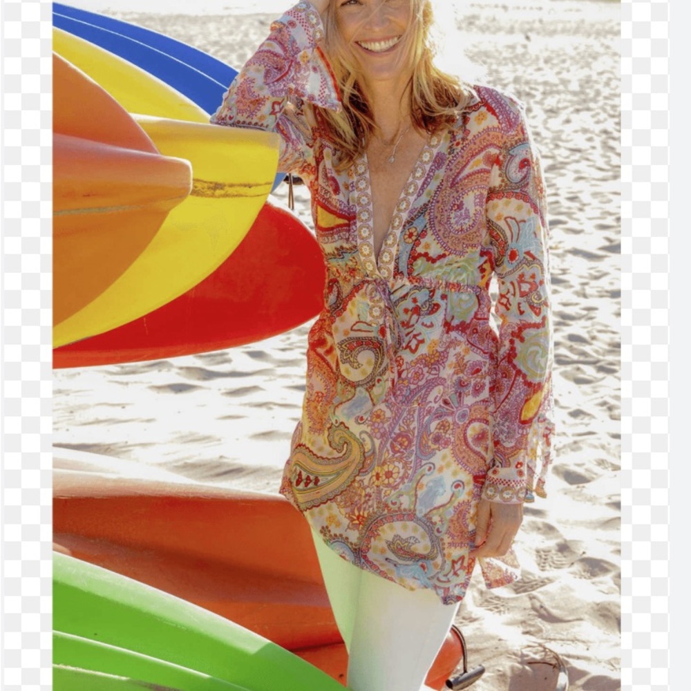 Athleta Surfside Kurta Silk Cotton Swimsuit Cover Up Size Small